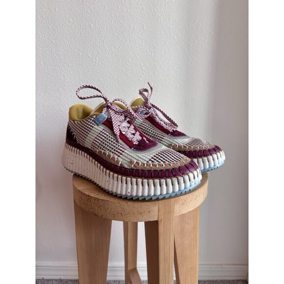CHLOE Nama Mesh Sneakers Size 40/ US 10 Plum Purple - Picture 3 of 14